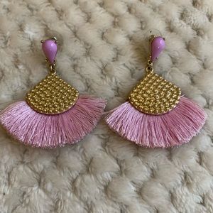 Pink fringe dangle earring